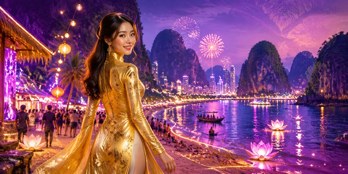 Không khí giải trí và casino tại Ninh Bình với người phụ nữ mặc áo dài truyền thống